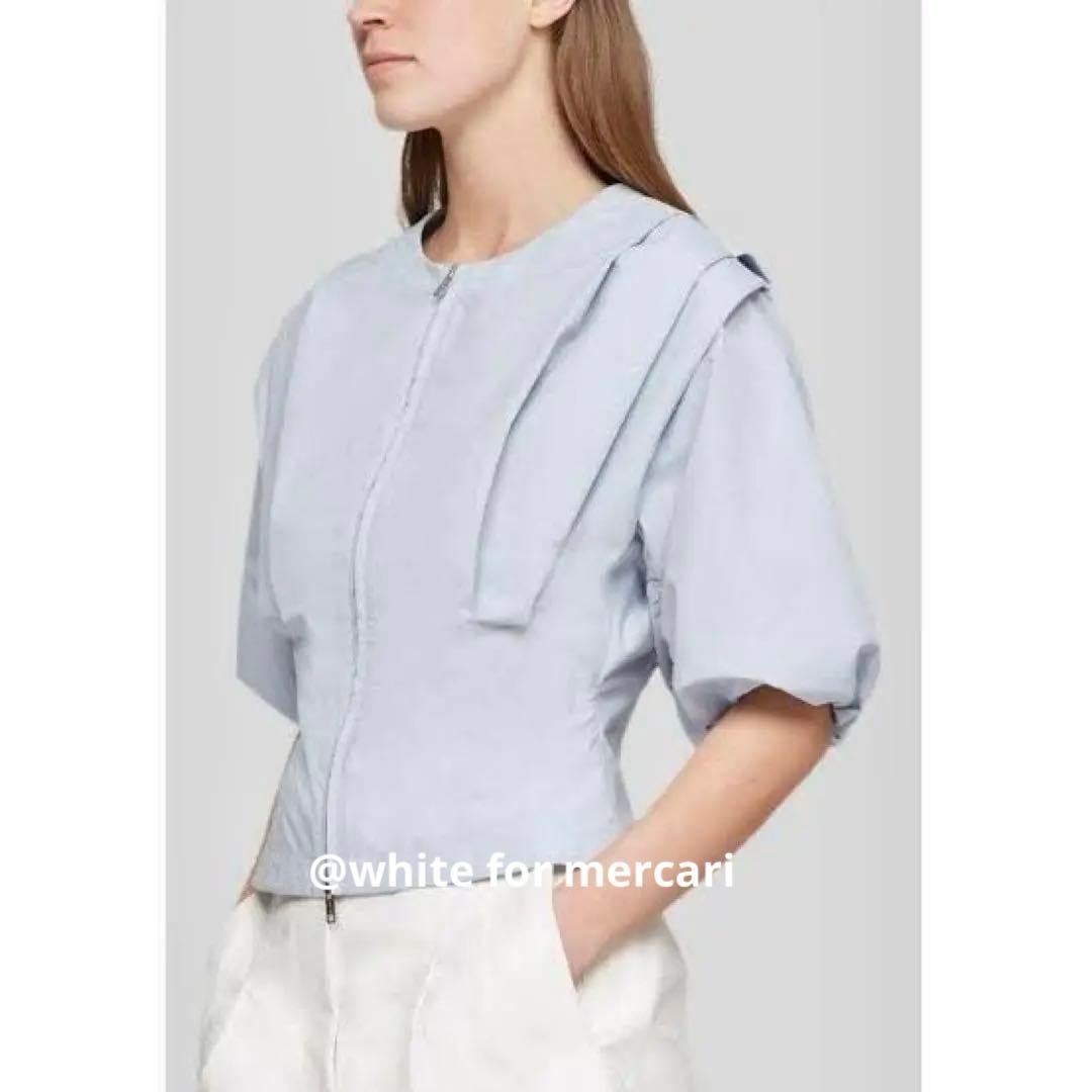 NYコレクション 定価8万 水色コットンシャツジップアップアウター