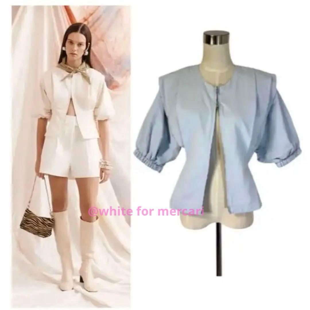 NYコレクション 定価8万 水色コットンシャツジップアップアウター