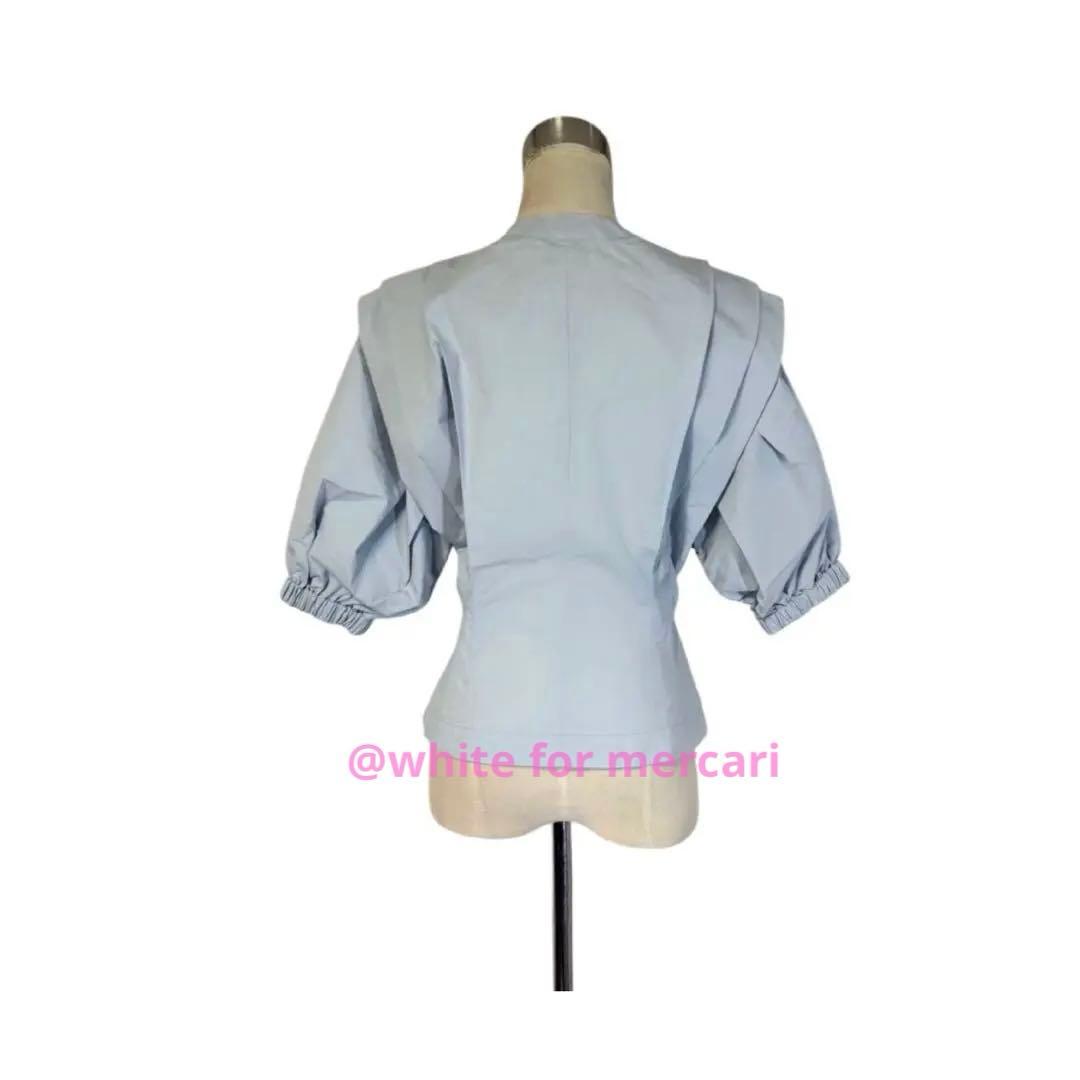 NYコレクション 定価8万 水色コットンシャツジップアップアウター