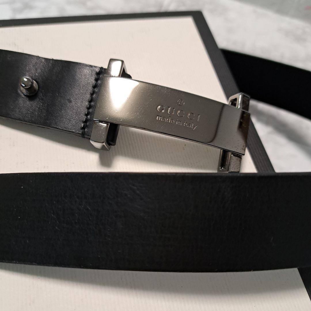 ✨️美品✨️GUCCI グッチ ベルト ブラックレザー シルバー金具　ロゴ