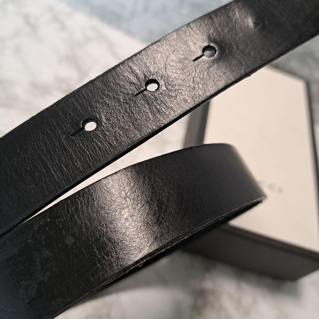 ✨️美品✨️GUCCI グッチ ベルト ブラックレザー シルバー金具　ロゴ