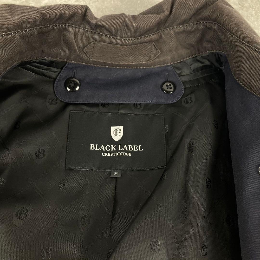 ブラックレーベル　クレストブリッジ　バイカラー　レザーエルボ　トレンチコート　M