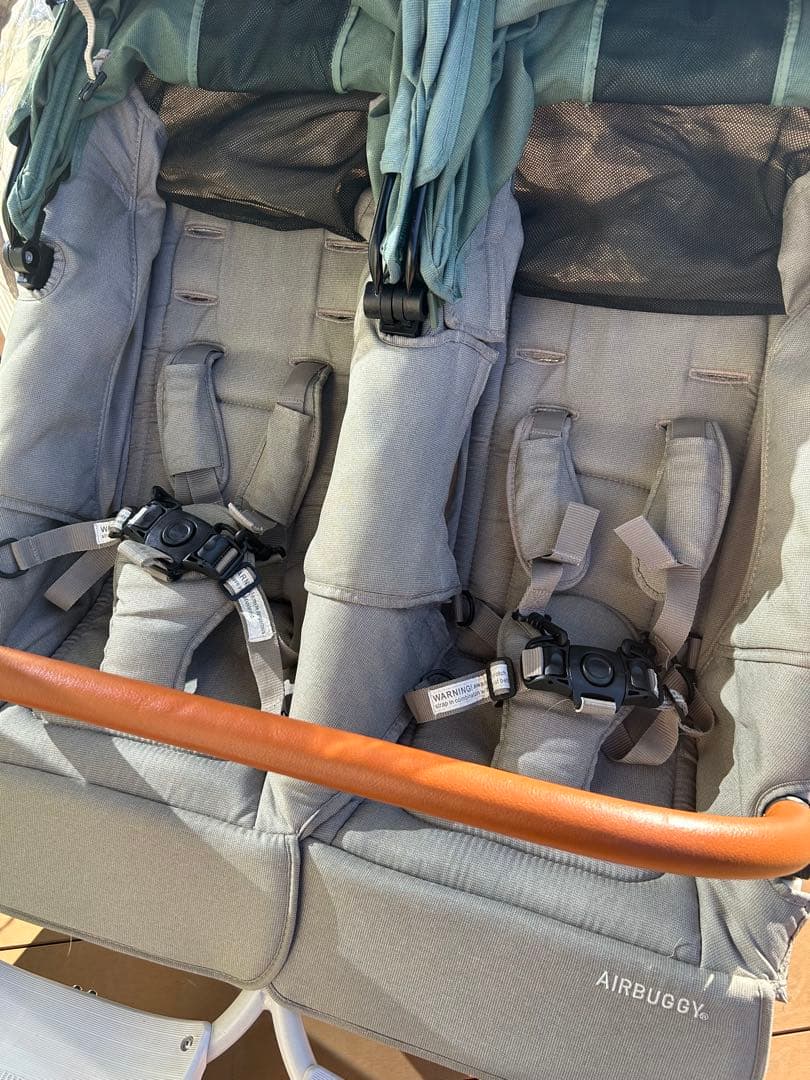 エアバギー ココダブルフロムバース　グリーン　双子年子ベビーカー　付属品あり