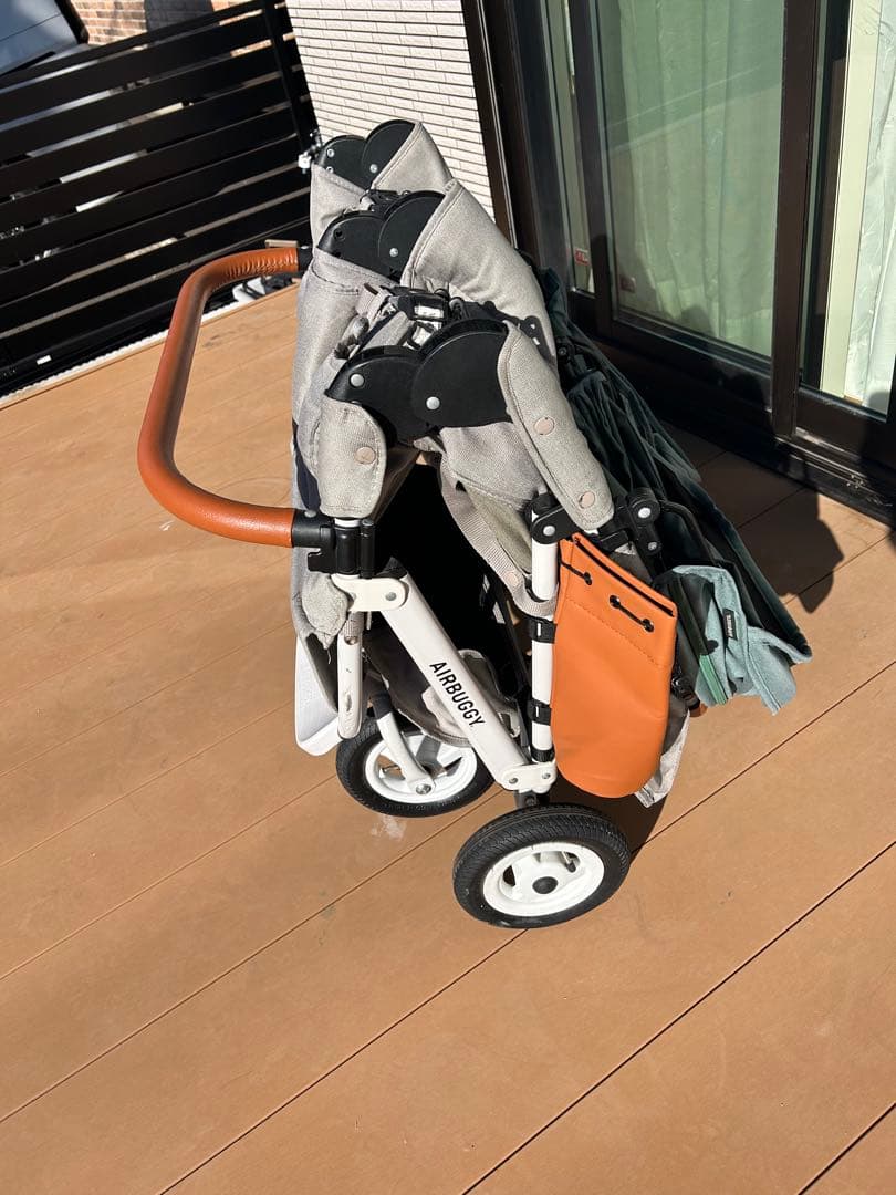 エアバギー ココダブルフロムバース　グリーン　双子年子ベビーカー　付属品あり