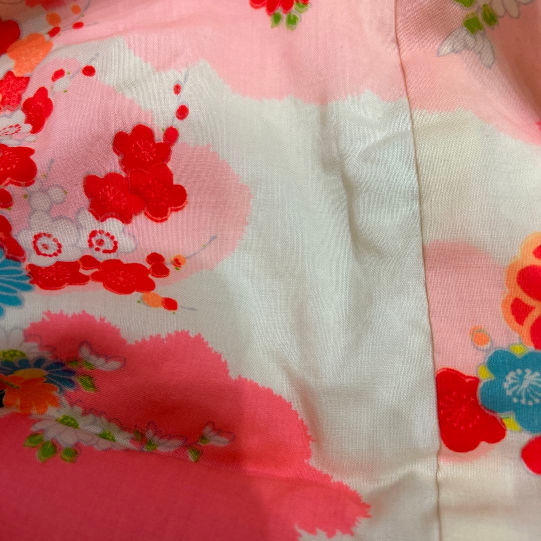 【りあ♡】アンティーク　着物　被布エプロン　友禅染風車　浴衣　帯　セット