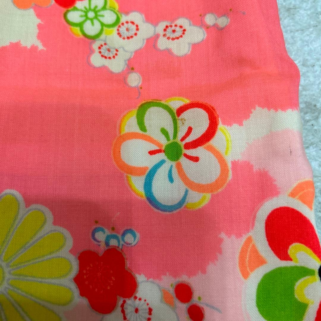 【りあ♡】アンティーク　着物　被布エプロン　友禅染風車　浴衣　帯　セット