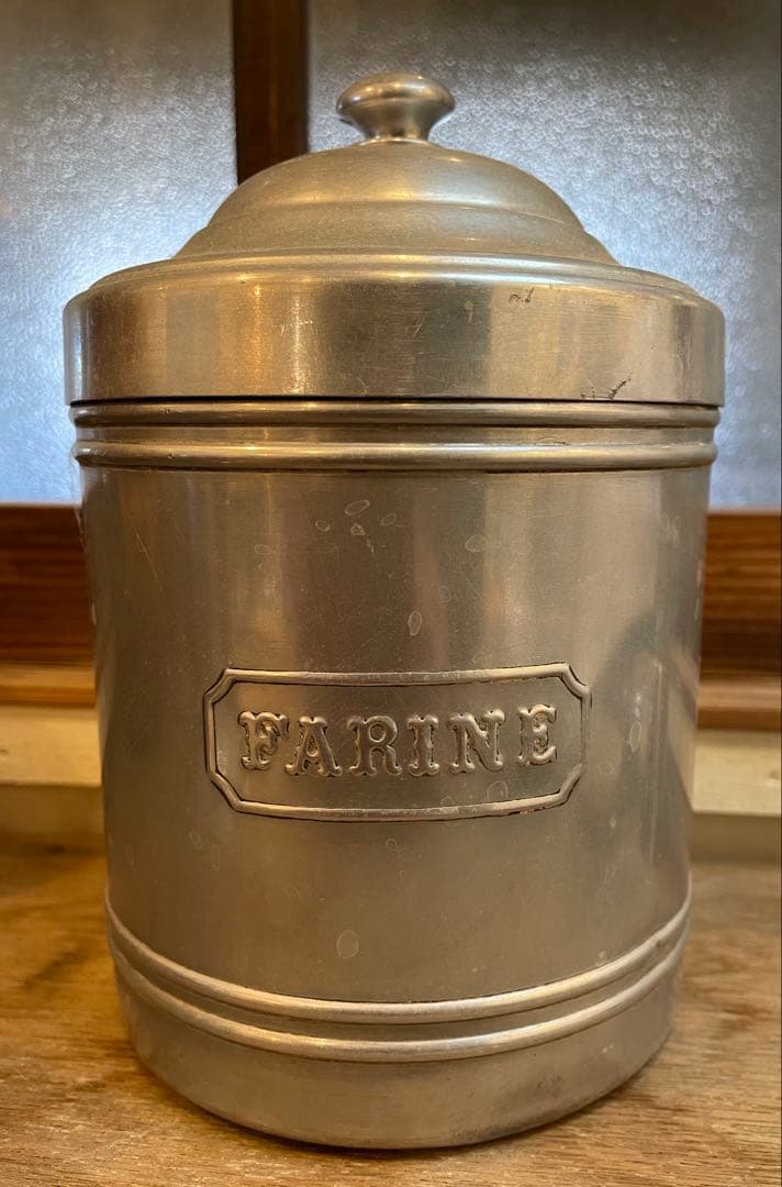 アンティーク　フランス蚤の市　キャニスターセット　アルミ缶　キッチン　ブロカント