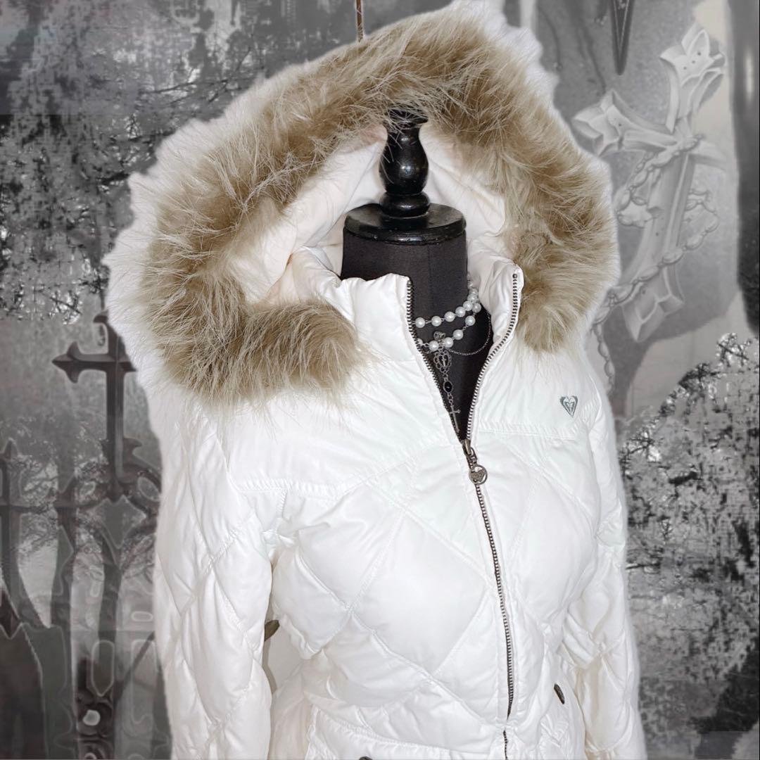 平成ギャル y2k ファーダウンジャケット 光沢　グランジ 平成女児 NANA