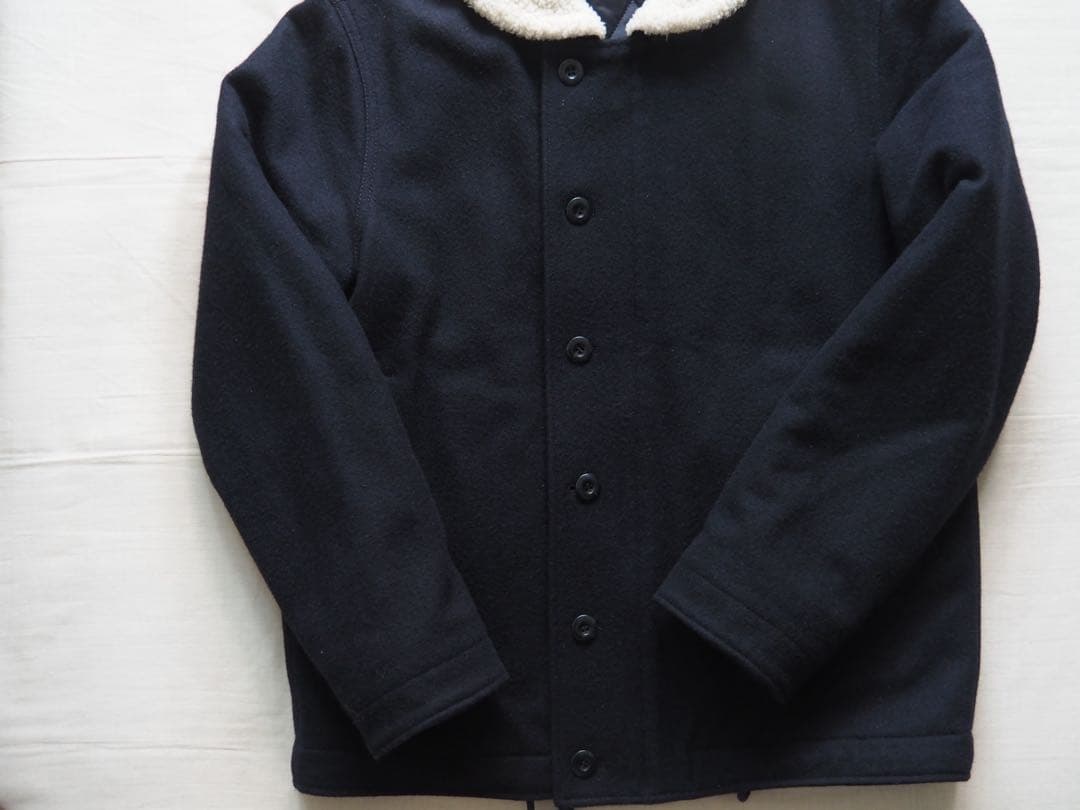 A.P.C. ネイビー ウールボア襟ジャケット