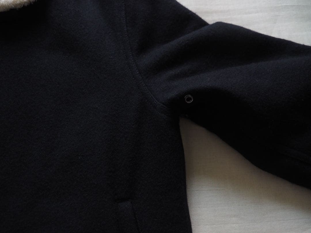 A.P.C. ネイビー ウールボア襟ジャケット