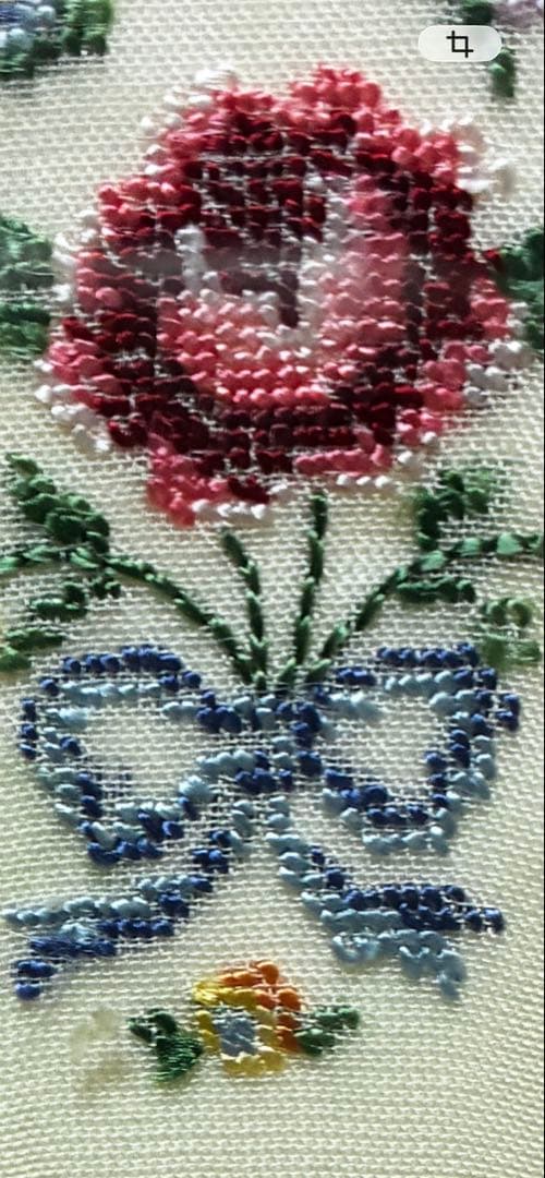 19〜20世紀初頭 英アンティーク 真鍮トレイ プチポアン刺繍 チュールレース