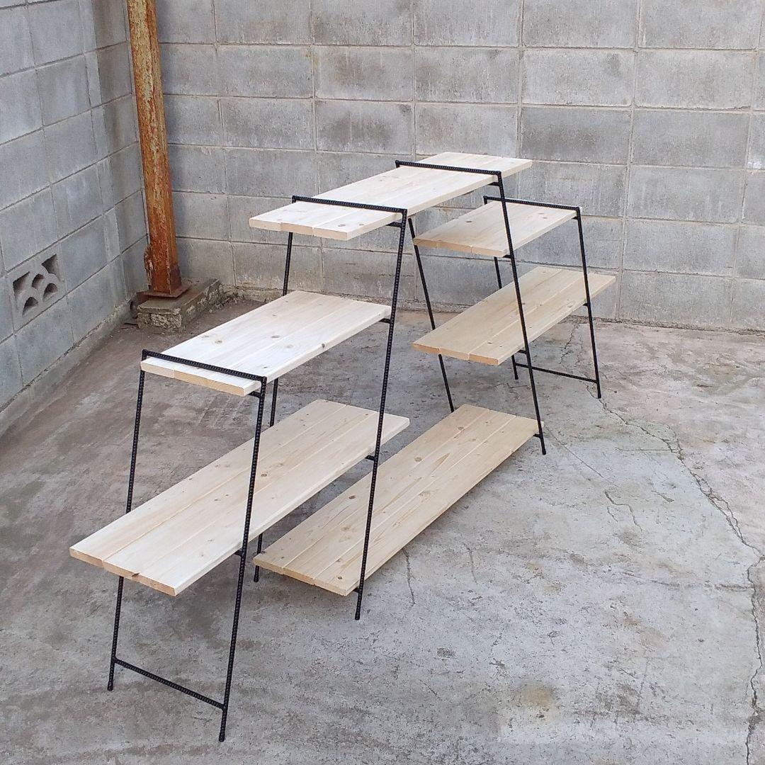 鉄脚高さ930㎜　アイアンシェルフ　観葉植物ラック　多肉植物棚　キャンプテーブル