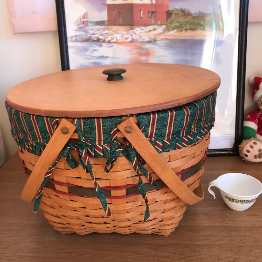 大きなかご　ロンガバーガー　レア　蓋付き　バスケット　アンティーク