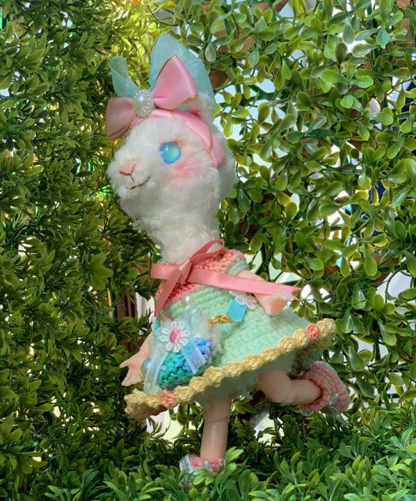 創作ドール　可動式ボディ　アルパカちゃん　編みぐるみ　人形