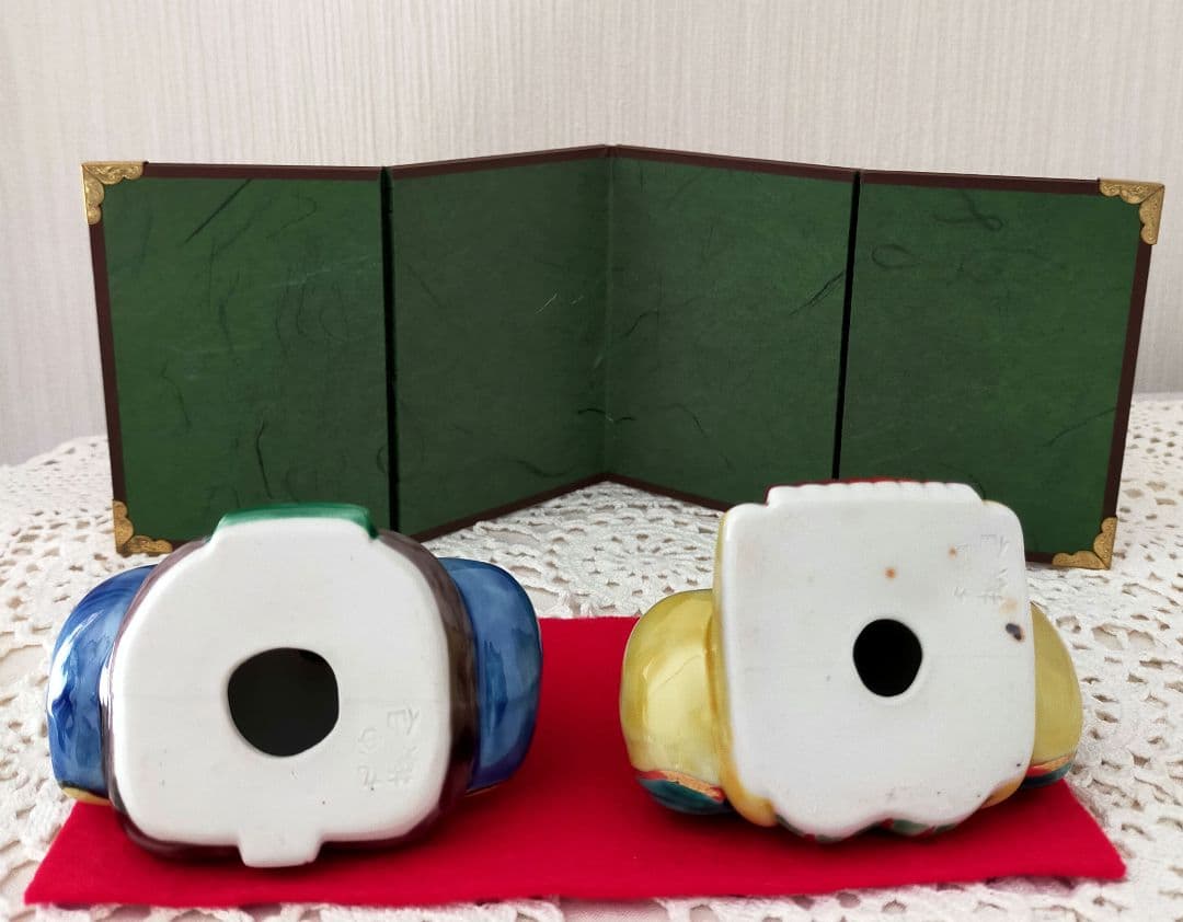 セール✨雛人形　青　九谷焼　屏風 敷物　雛祭り　人気ギフト