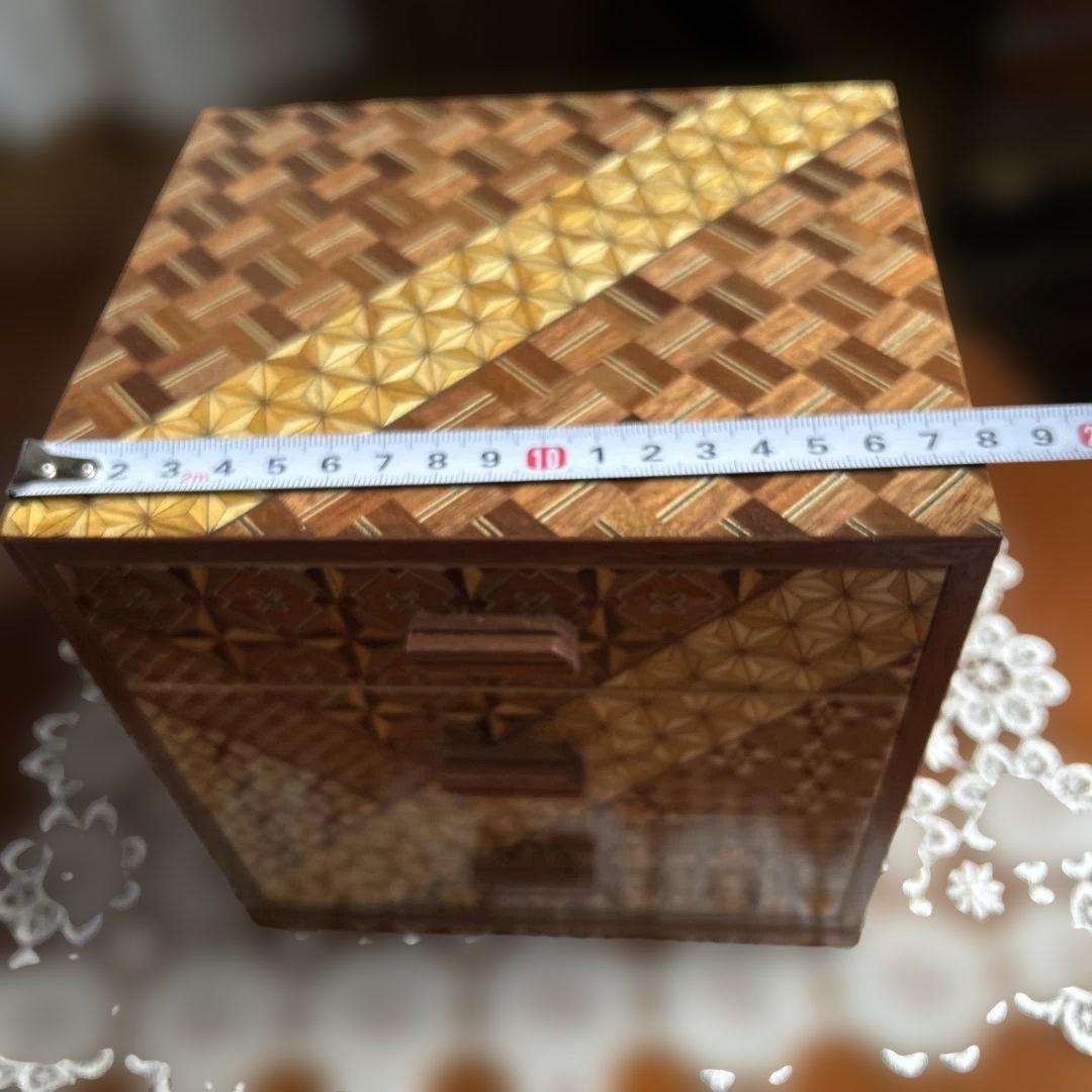 【美品】箱根寄木細工 三段小引き出し 伝統工芸 幾何学文様 木工芸