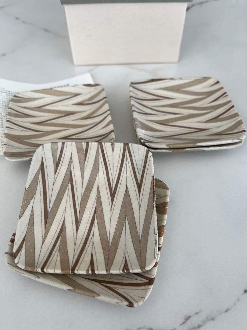 陶芸家 會田雄亮 練込の器 角皿 小皿 5枚セット