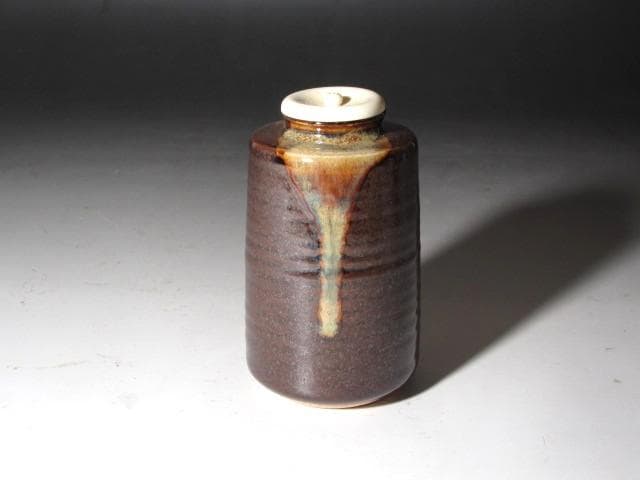 ★　膳所焼　肩衝茶入　牙蓋　表千家　十三代　即中斎の花押がございます★x626