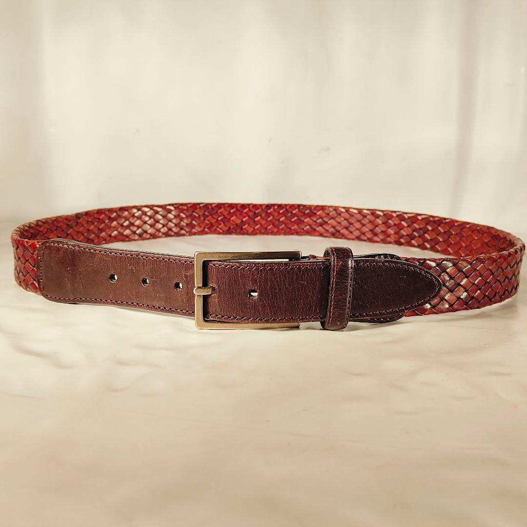 【極艶美品】Brooks Brothers　高級編み込みドレスベルト　イタリア製