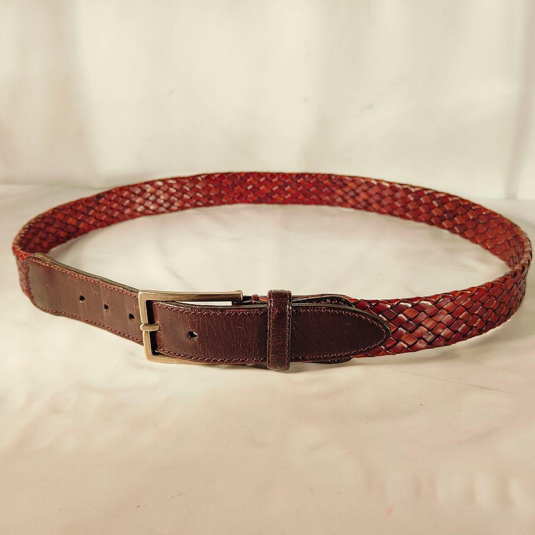 【極艶美品】Brooks Brothers　高級編み込みドレスベルト　イタリア製