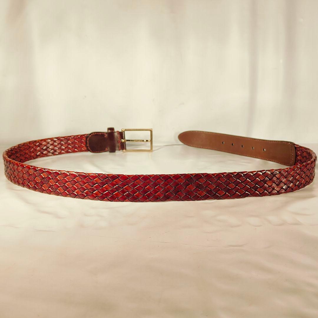 【極艶美品】Brooks Brothers　高級編み込みドレスベルト　イタリア製