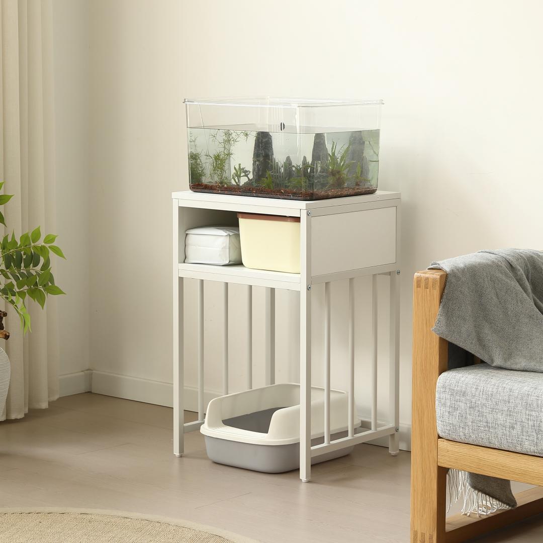 迅速発送！超人気水槽台　二段収納棚　アジャスター付き　収納ラック　WHITE