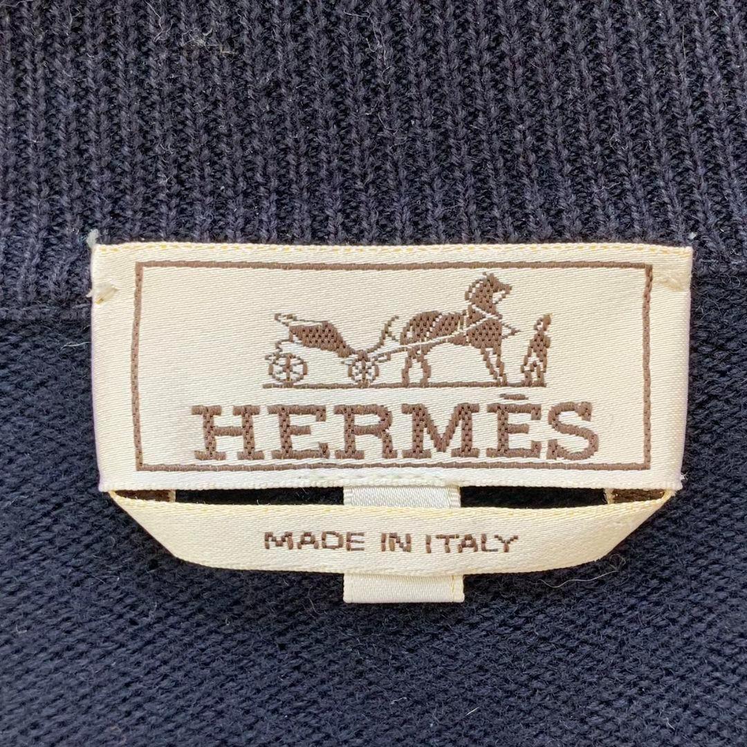 【未使用級】エルメス ブルゾン ナイロン カシミヤ 切替 紺 メンズ サイズＬ