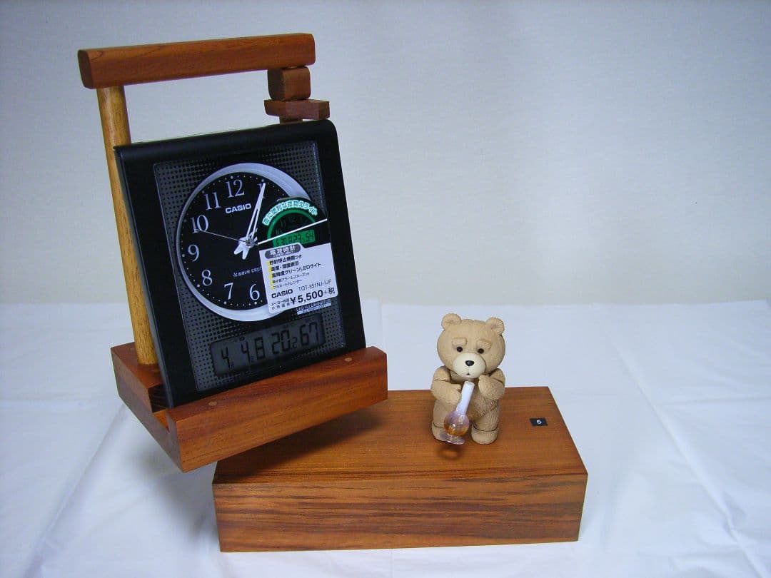 ５FSFABH欅板材電波目覚まし時計（カシオTQT-351NJ使用）TED対象外
