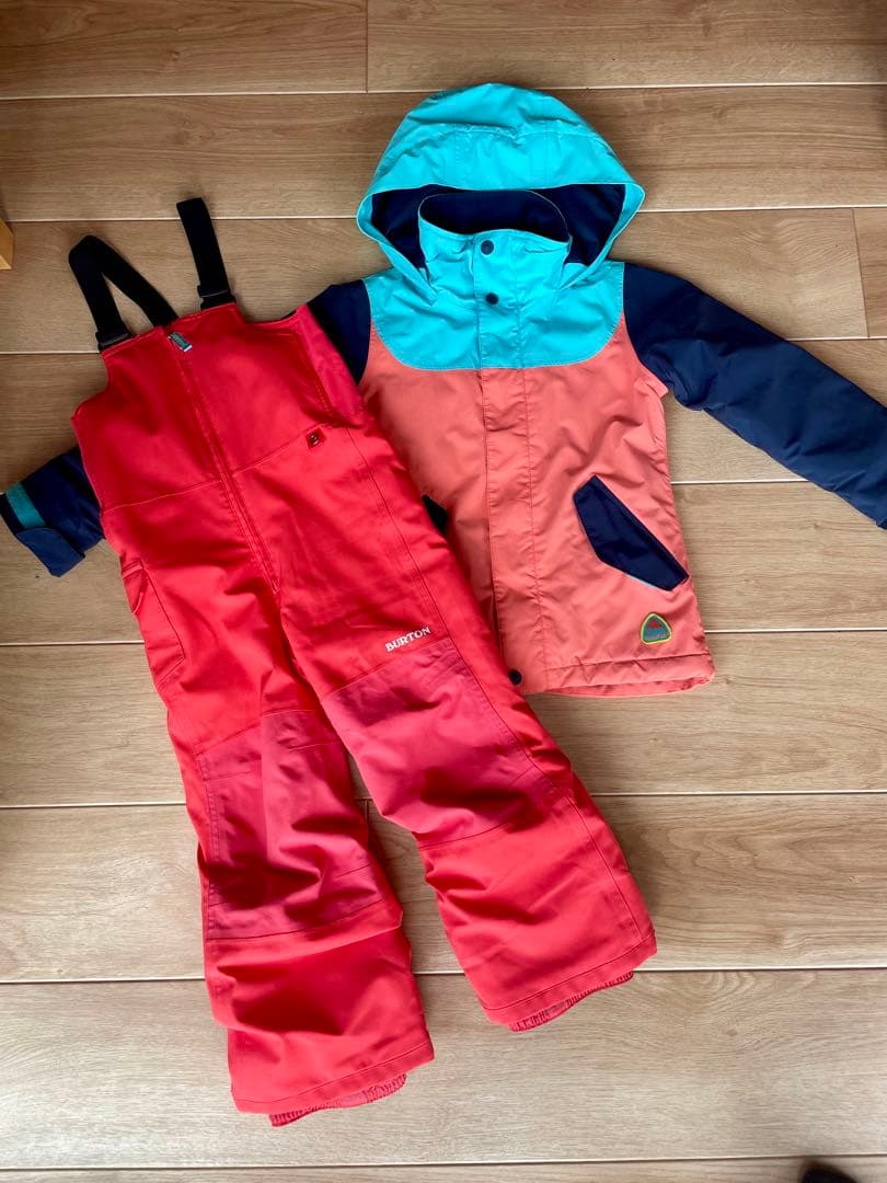 BURTON キッズ スノーボードウェア 上下セット XS 5Tビブパンツ女子