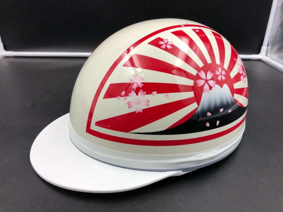 コルク半　カスタム　富士日章三つボタン　ホワイトピンク　白赤　桜セット