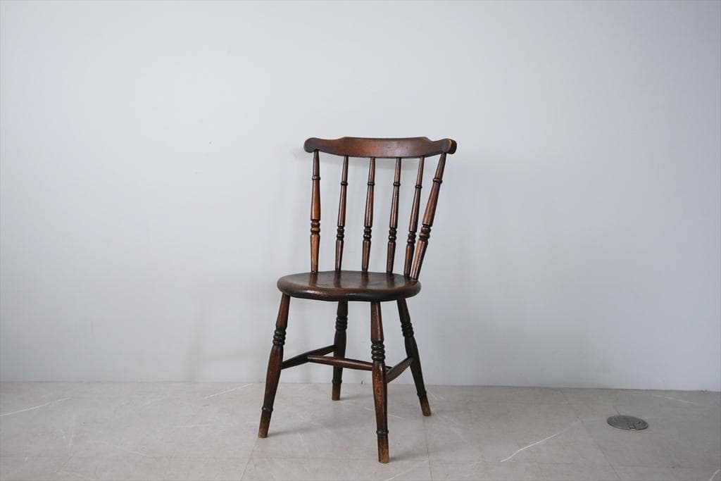 英国アンティーク木製キッチンチェア/ダイニングイス/椅子/飾り棚89-229-2