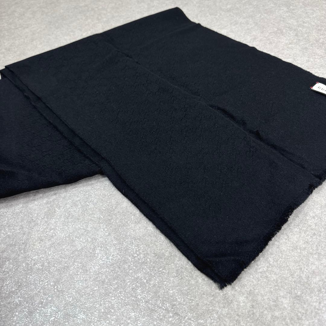 GUCCI グッチ GG柄 総柄 ブラック マフラー ストール ショール