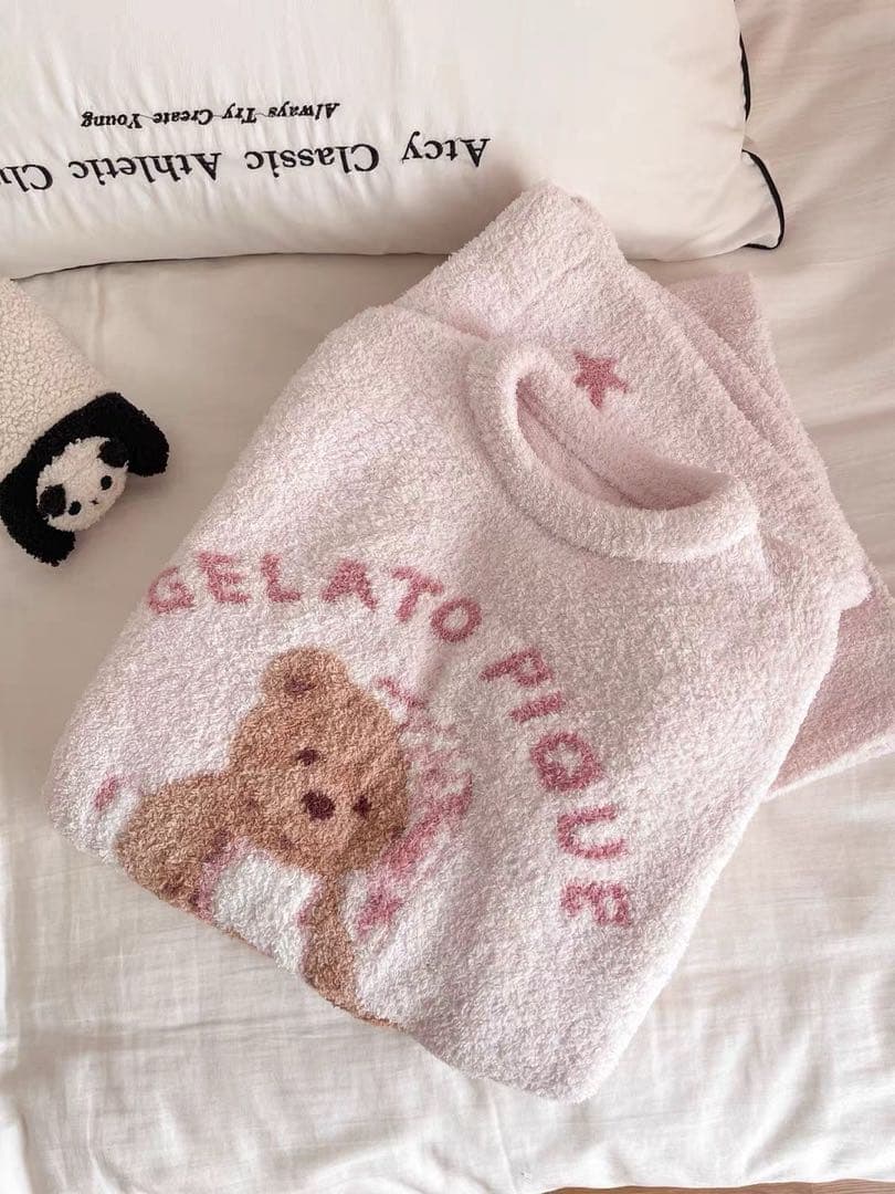 【新品未使用】テディベア柄　ルームウェア　ピンク. 01