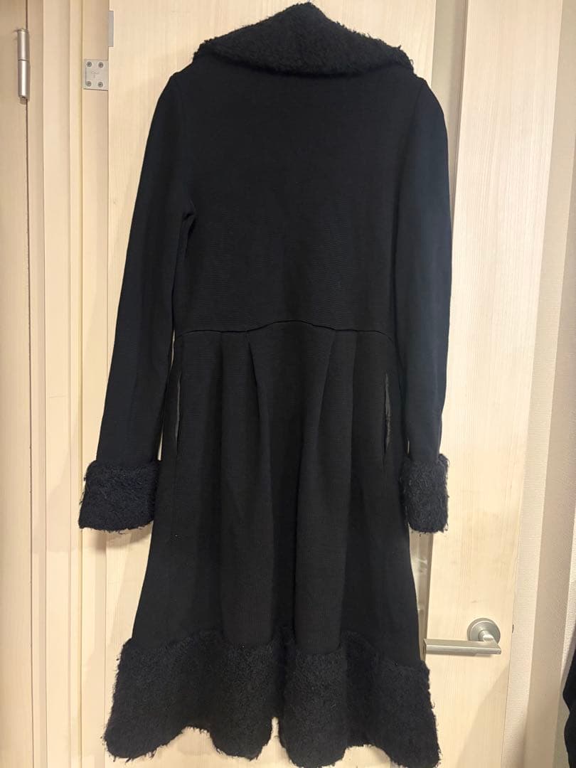 マックスマーラ ボアニットコート カシミヤ Aライン 銀タグ ブラック L