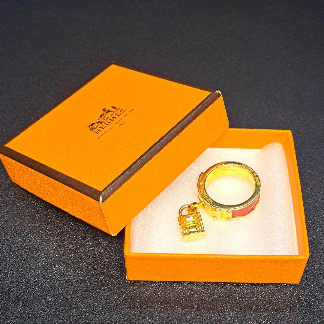 美品　HERMES　エルメス　スカーフリング　ケリー　ゴールド　カデナモチーフ