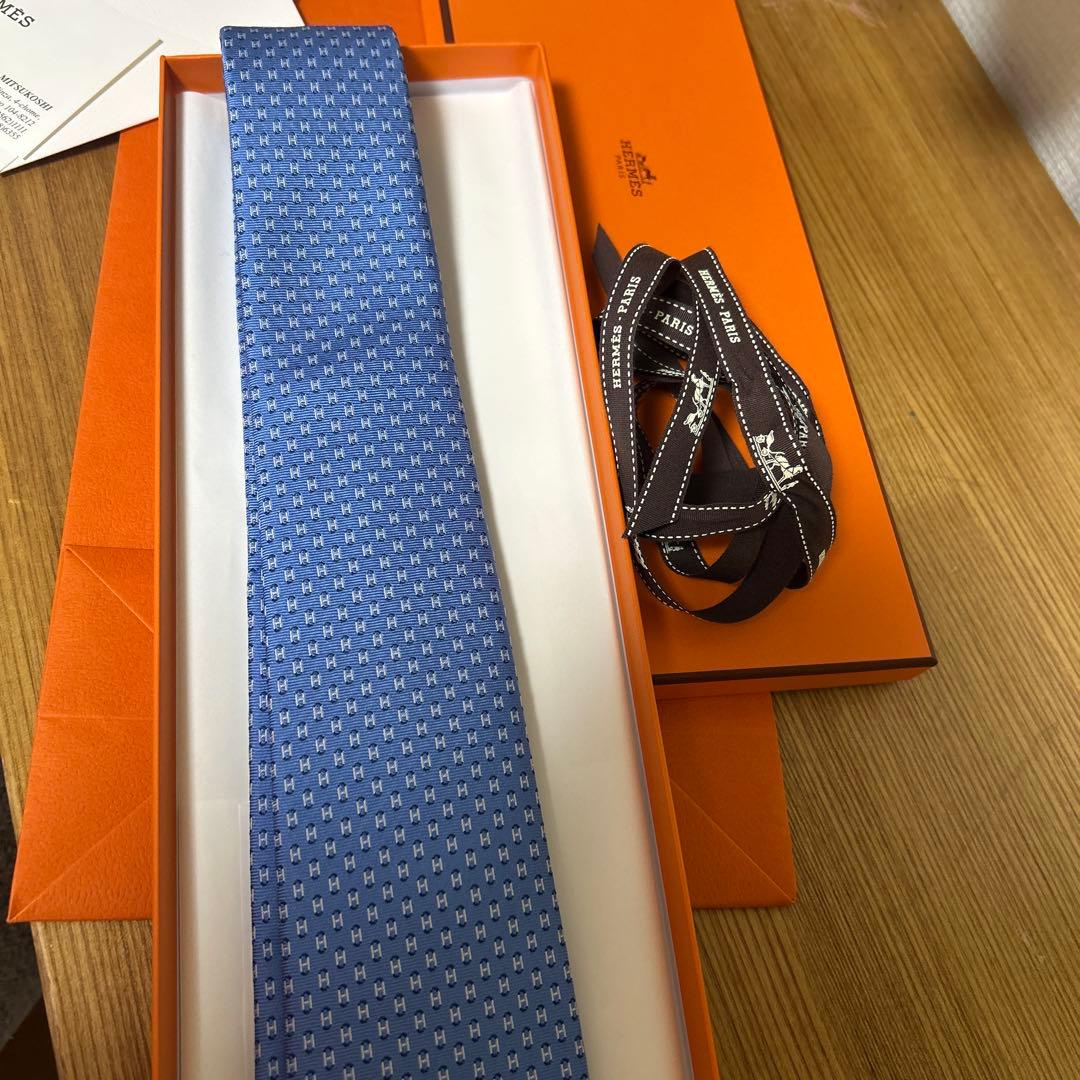 ken.papaさんエルメス 青 ネクタイ