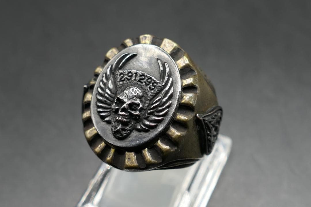 未使用　18号　291295　HOMME　スカル　ウイング　リング　指輪　真鍮