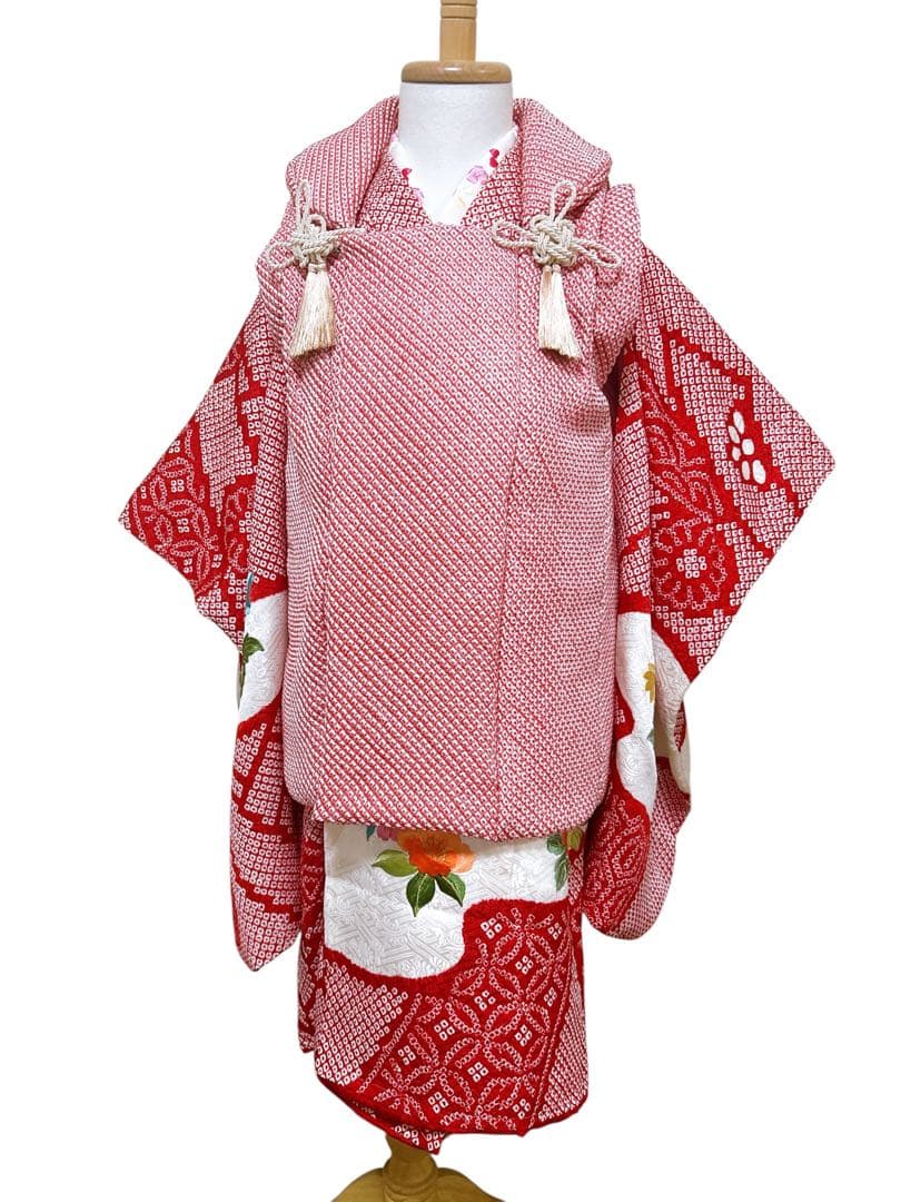 豪華逸品正絹セット♡七五三　3歳　女の子　一式　総絞り被布　赤