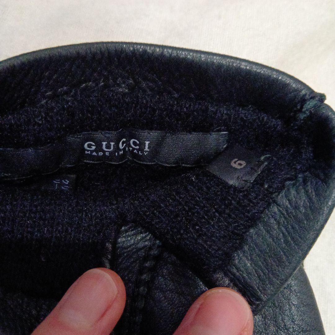 GUCCI ブラック 手袋（鹿革/カシミア）