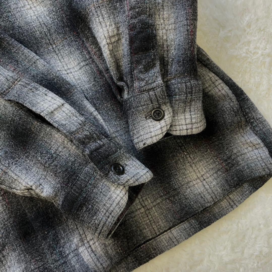 神配色！PENDLETON オンブレチェックボードシャツ 黒白灰 90s