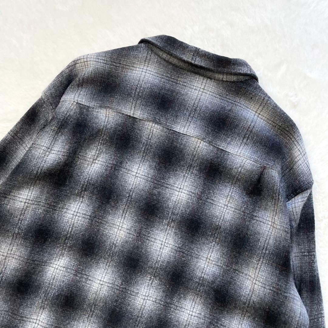 神配色！PENDLETON オンブレチェックボードシャツ 黒白灰 90s