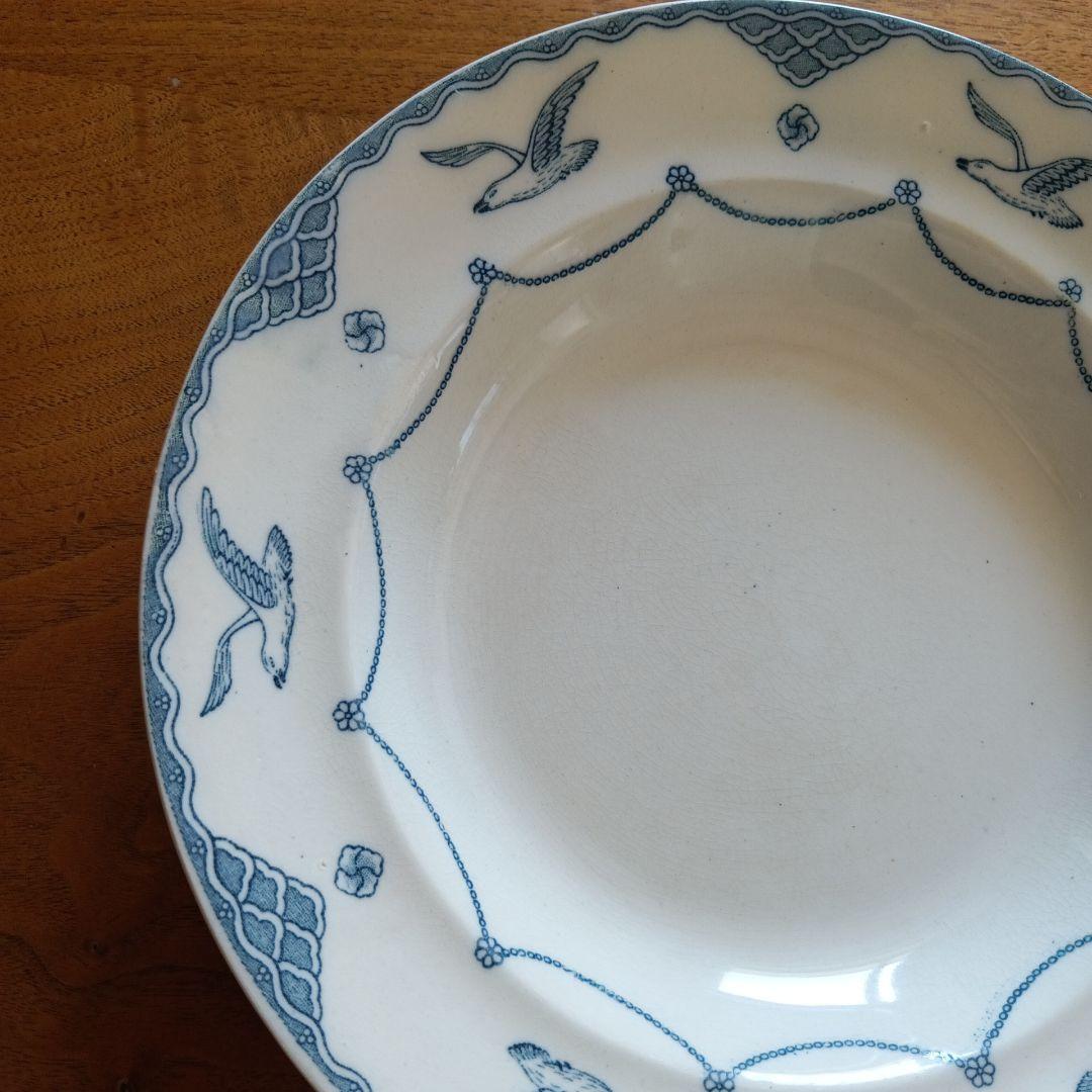 オーレスンド　グスタフスベリ　かもめ　アンティーク　23cm　スープ皿　２枚