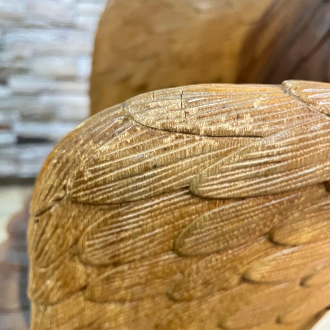 ꧁ヴィンテージ家具꧂ワシと少年の木彫りアームチェア 無垢 アンティーク 椅子