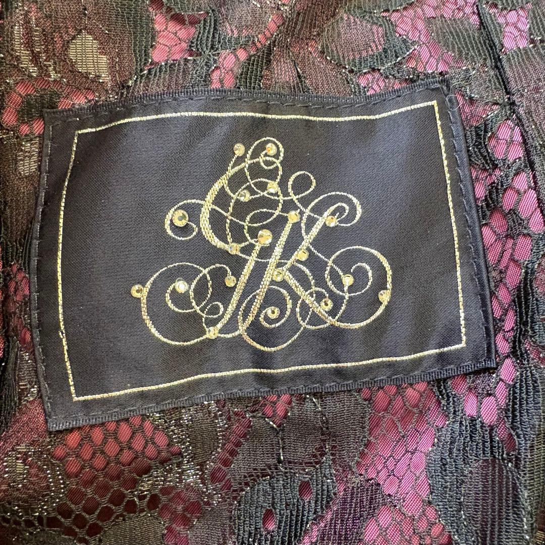 伊太利屋　カシミヤ混　コート　ミンク　リアルファー　ネイビー　美品　M