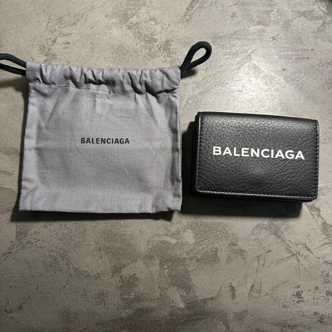 超美品 BALENCIAGA 三つ折り財布 ブラック