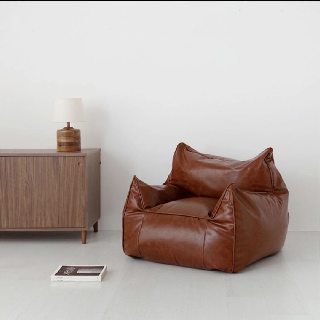 1人掛けソファー 合皮レザーブラウン