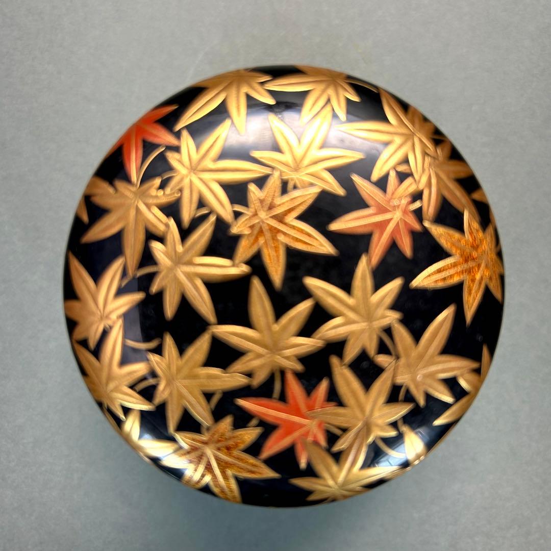 棗　『清瀬一光　而妙斎書付』　紅葉蒔絵　大棗　お茶道具　書付箱　共箱　工芸品