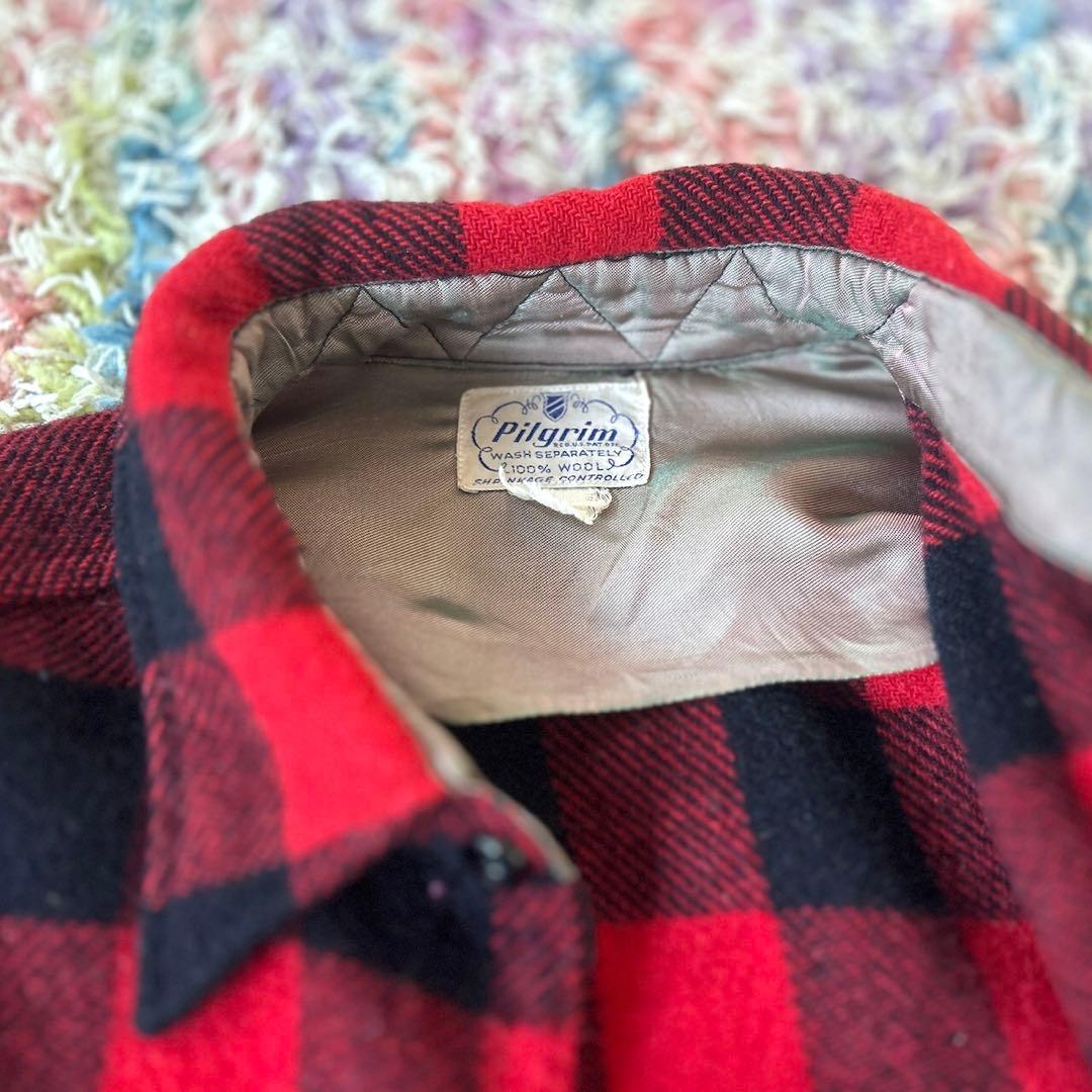 50年代PILGRIMピルグリム/ブロックチェック/ビンテージネルシャツ赤/XL