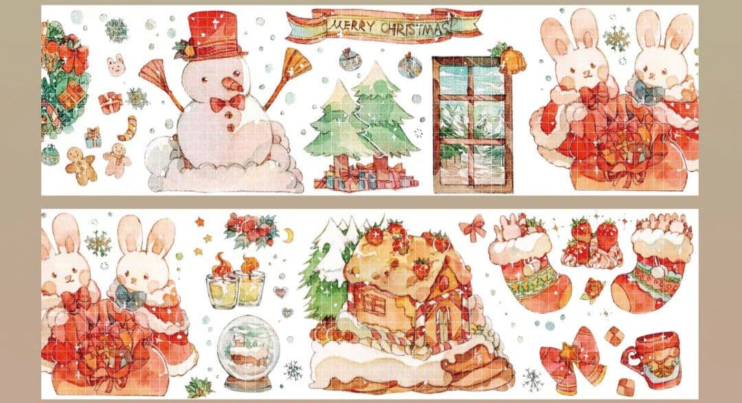 切売 154★ 海外 マスキングテープ マステ PET 装飾 動物 兎 銀ホロ