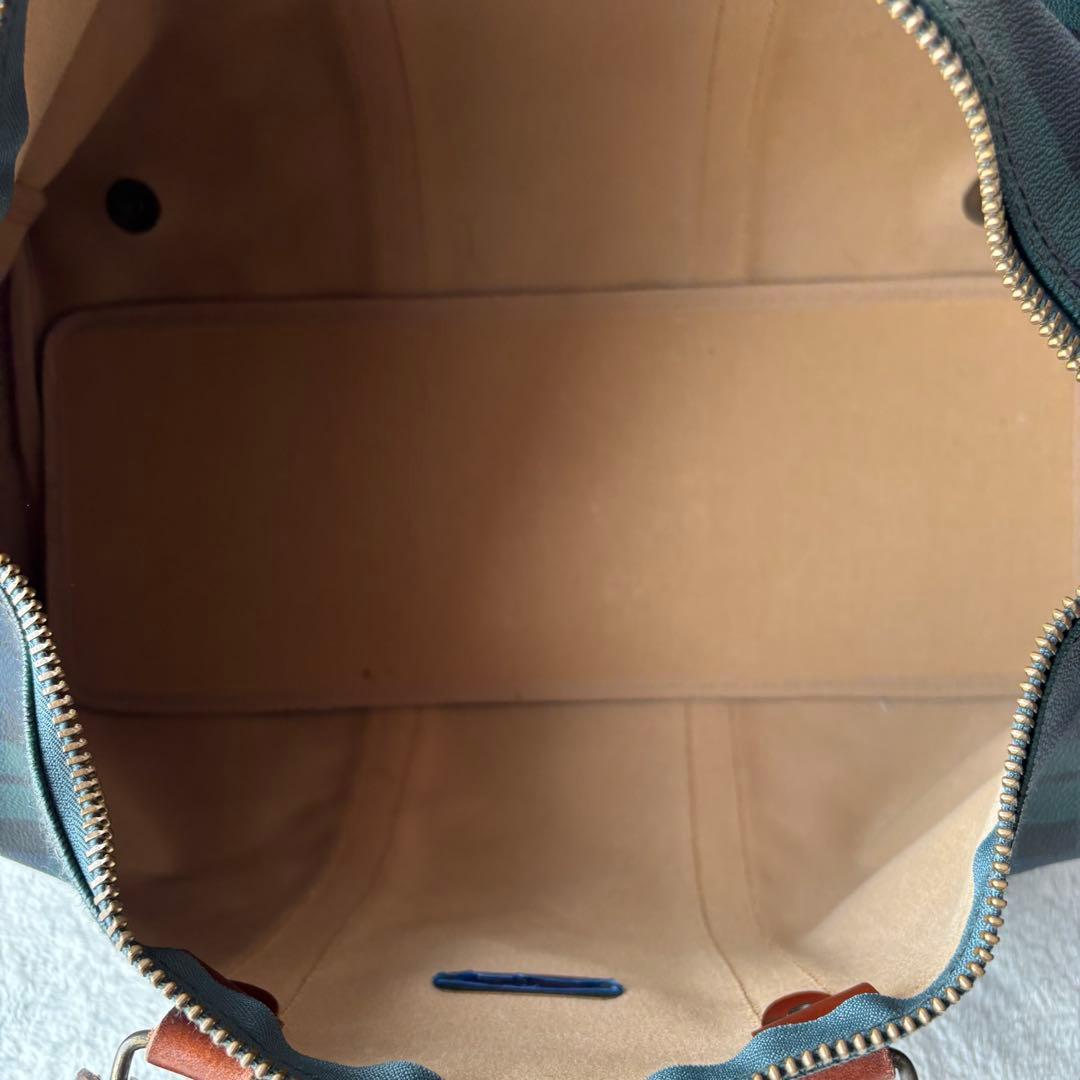 ポロラルフローレン ボストンバッグ ２WAY PVCレザー ブラックウォッチ 緑